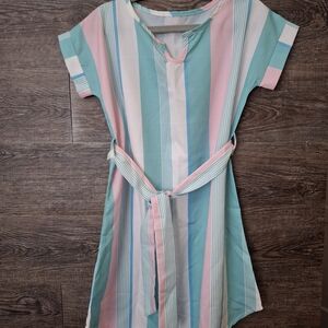 Striped Pastel Dress with Belt